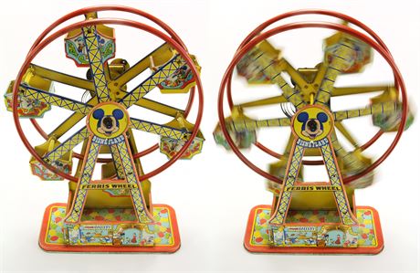 Vintage 1952 J. Chein wind-up Disneyland Mechanical Ferris Wheel