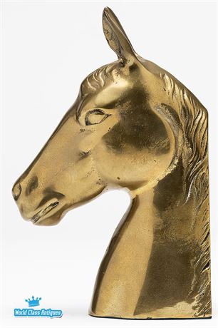 Large Solid Brass Horse Head Bookends