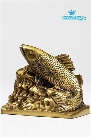 Vintage Solid Brass Fish Bookends