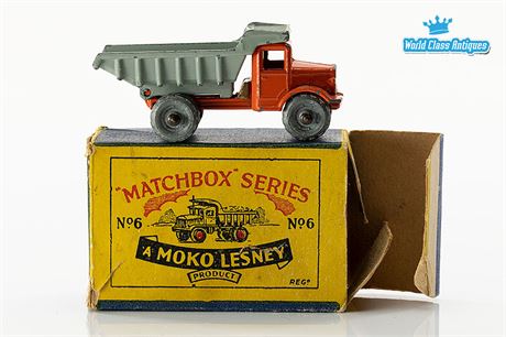Matchbox MOKO LESNEY #6 Quarry Dump Truck, Metal Grey Wheels, Boxed Type B