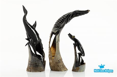Collection of 3 Animal Horn Sculptures