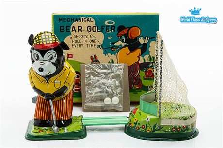 Mechanical Bear Golfer by T.P.S. Toplay Made in Japan