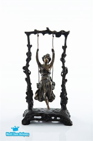 Woman on Swing Sculpture by Auguste Moreau