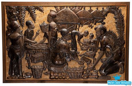 Vintage African Art Handcrafted Copper Relief
