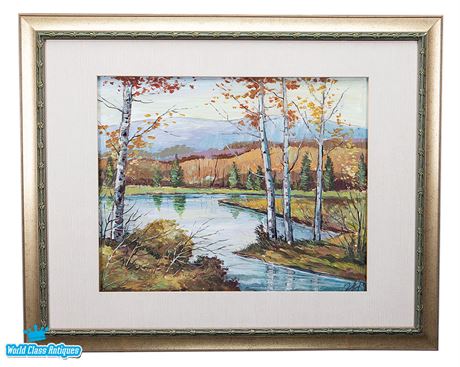 Oil Painting by Louis Dobry - River Fall Landscape