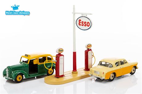 Dinky Collection: #781 ESSO Gas Station, #254 Austin Taxi, #166 Sunbeam Rapier