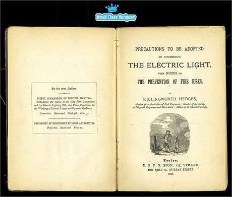 Precautions On Introducing The Electric Light - 1886 Book