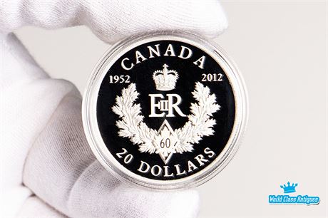 2012 20$ The Queen's Diamond Jubilee, Royal Cypher - Pure Silver Coin