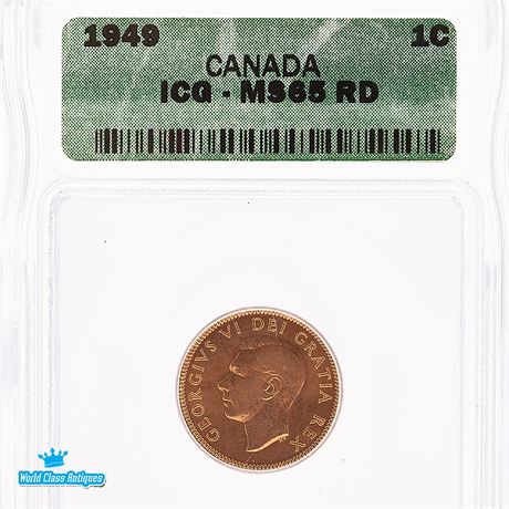 1949 Canada One Cent ICG Graded MS-65 Red