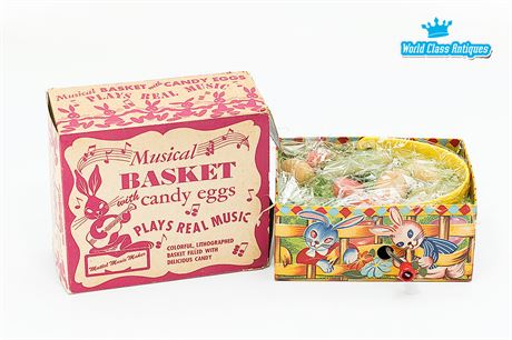 Rare Vintage Musical Basket With Candy Eggs By Mattel Creations