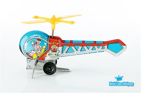 Turn-Around Helicopter, Vintage Tin Plate Wind-Up Toy