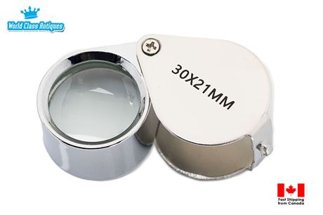 30x Mini Jeweller's Magnifier with Powerful Doublet, Chrome Plated