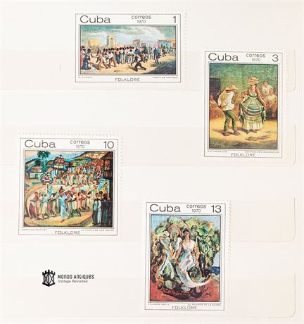 Vintage Stamps Collecting: Cuba 1970 Folklore Paintings Series