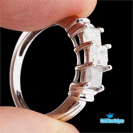 Princess Cut Three Stone Diamond Ring 1.0 CTTW