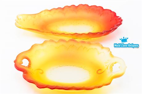 Early American Pattern Glass (EAPG) - Pickle and Oval Dishes, Golden Sunset