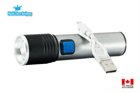 UV Flashlight USB Rechargeable 395nm, Aluminum, 3 Modes, Long Range