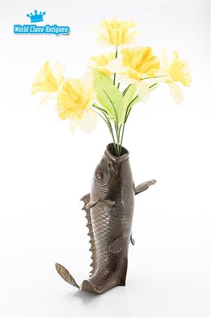 Japanese Bronze Vase in the Form of a Koi Carp, Circa 1930s