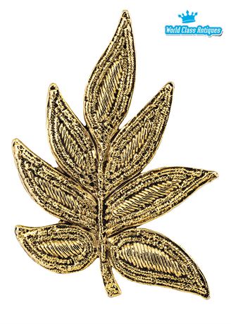 Vintage Gold Tone Large Leaf Brooch