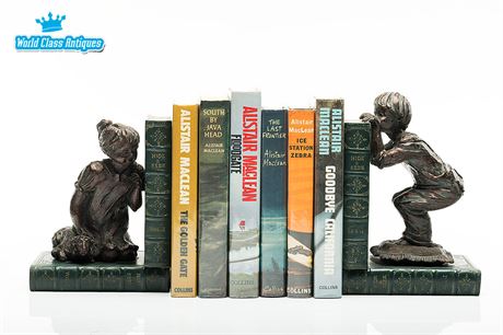 Hide and Seek Vintage Bookends Featuring Girl and Boy, Heavy