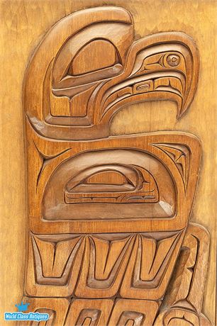 Robert Thomas Haida Relief Plaque - Eagle, Salmon