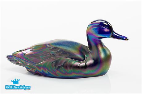 Vintage Fenton Iridescent Glass Duck
