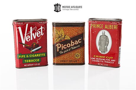 Lot of 3 Vintage Tobacco Tins - Picobac, Velvet, Prince Albert
