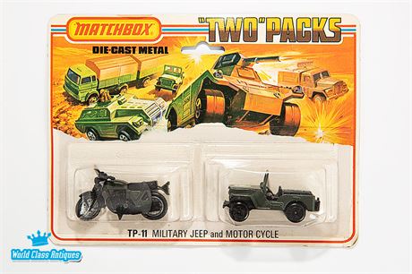 Matchbox Lesney Superfast 75 Two Packs TP-11 Military Jeep and Motorcycle